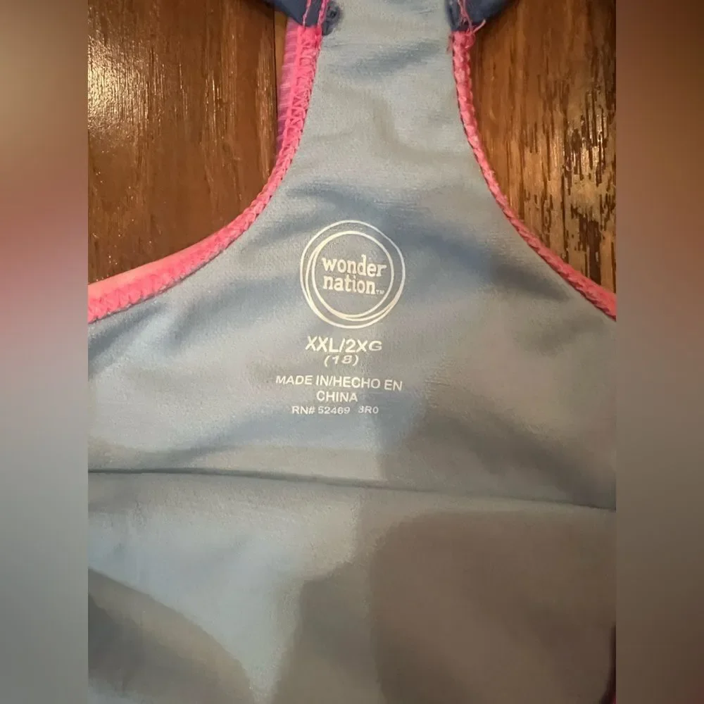 Wonder Nation Pink and Blue One Piece Swimsuit
